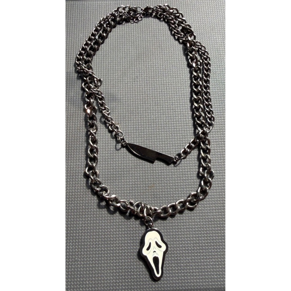 Hot Topic Scream Ghost Face Knife Chain Necklace Gothic Horror Halloween